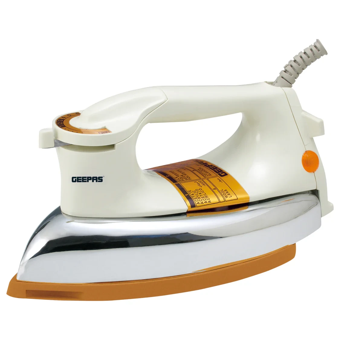 Geepas GDI2771 1200W Automatic Dry Iron- Durable Teflon Plated Sole Plate bus Shut Off, Temperature Setting Dial