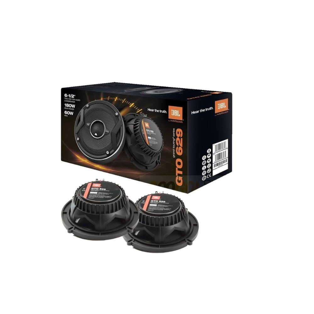 JBL GTO629 6.5" Grand Touring Series Car Audio Speakers - 2-Way, 360 Watts MAX Power, Factory-Sized Replacement Includes Iron Crush Cleaning Cloth
