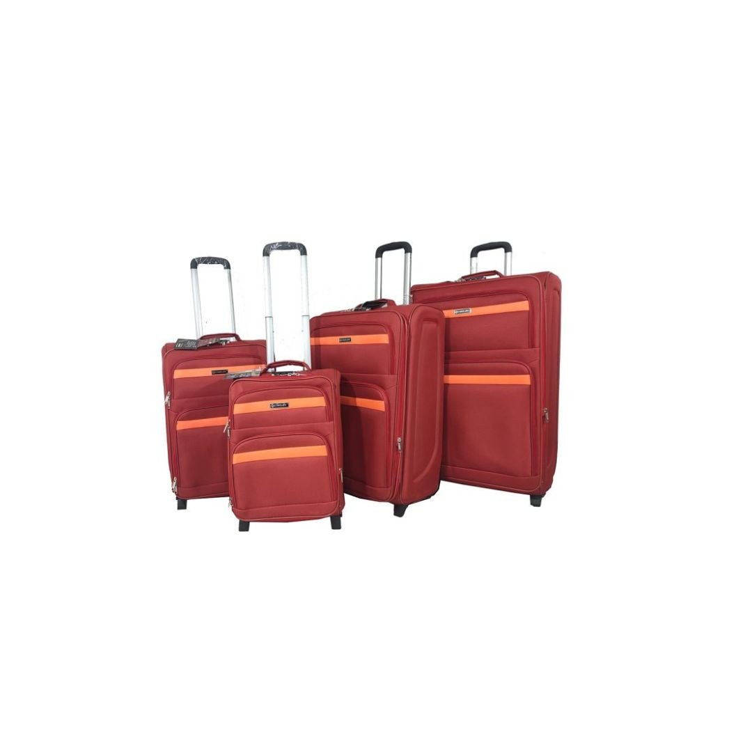 STARLIFE Fabric Jacquard Trolley Luggage for Travel 4 PCS Set 20″24″28″32″, SL-T58 Red
