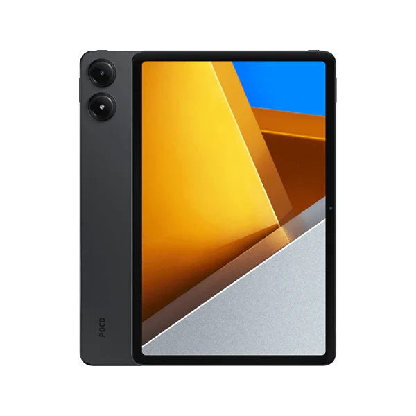 Xiaomi POCO Pad in grey with 8GB RAM and 256GB storage, featuring a 12.1-inch 2.5K display, Snapdragon processor, 33W fast charging, a sleek metal design, and all-day battery life.
