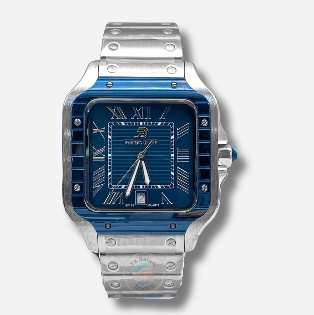 Patek Dior Metal Band Men’s Watch with Blue Dial – Stylish Quartz Analog Timepiece