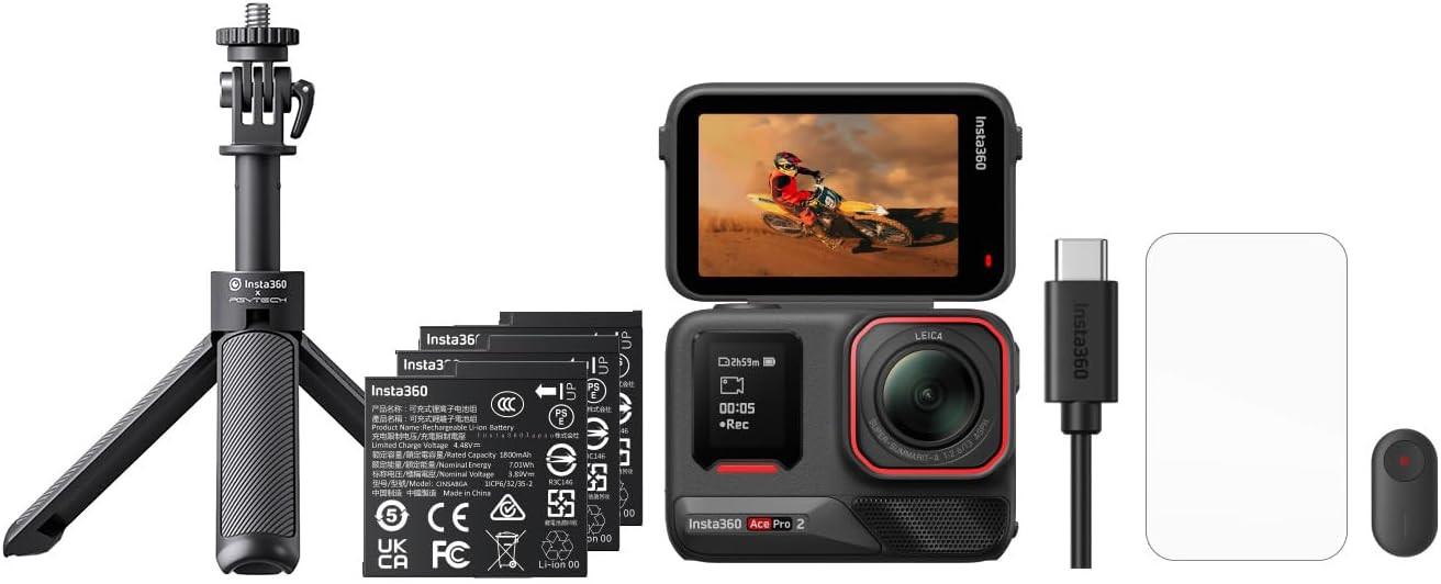 Insta360 Ace Pro 2 CREATOR Bundle -8K Action Camera with 157deg Lens, 2.5" Flip Screen & 12M Waterproof.