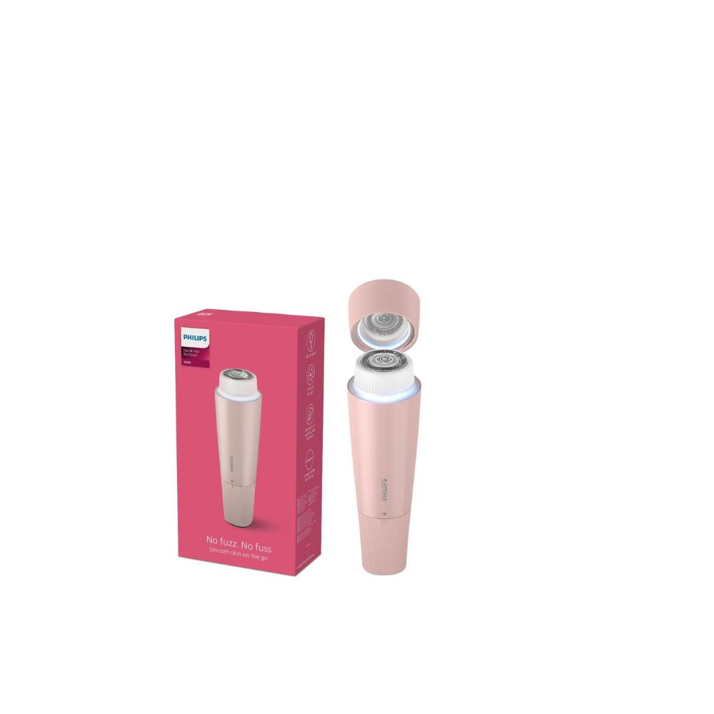 5000 Series Facial Hair Remover Smooth Skin on the Go for Upper Lip, Chin, Cheeks, Lychee Pink, BRR454/00 Lychee Pink