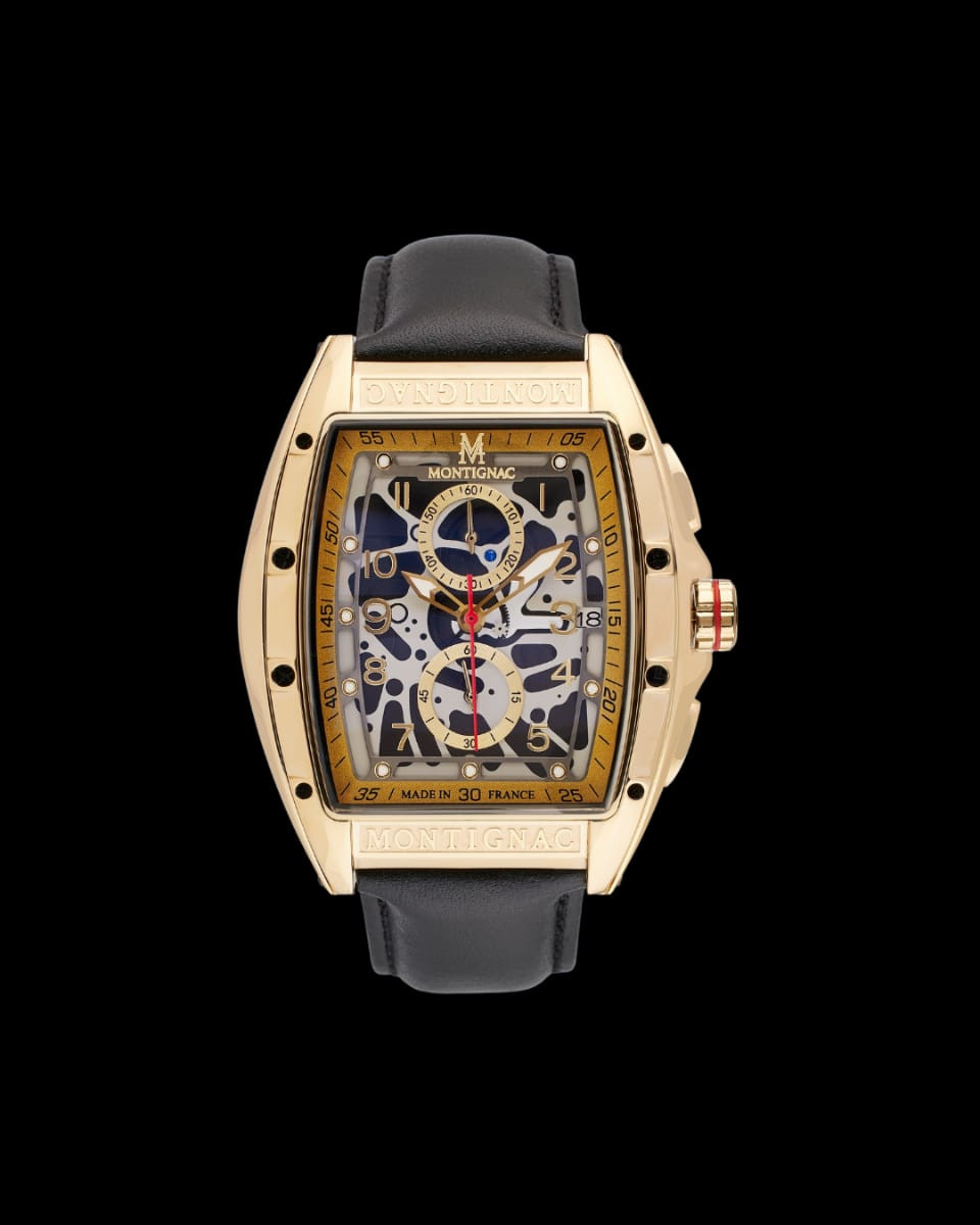 Montignac MOW902 Men’s Watch in Gold and Black Tones – Elegant Stainless Steel Quartz Timepiece