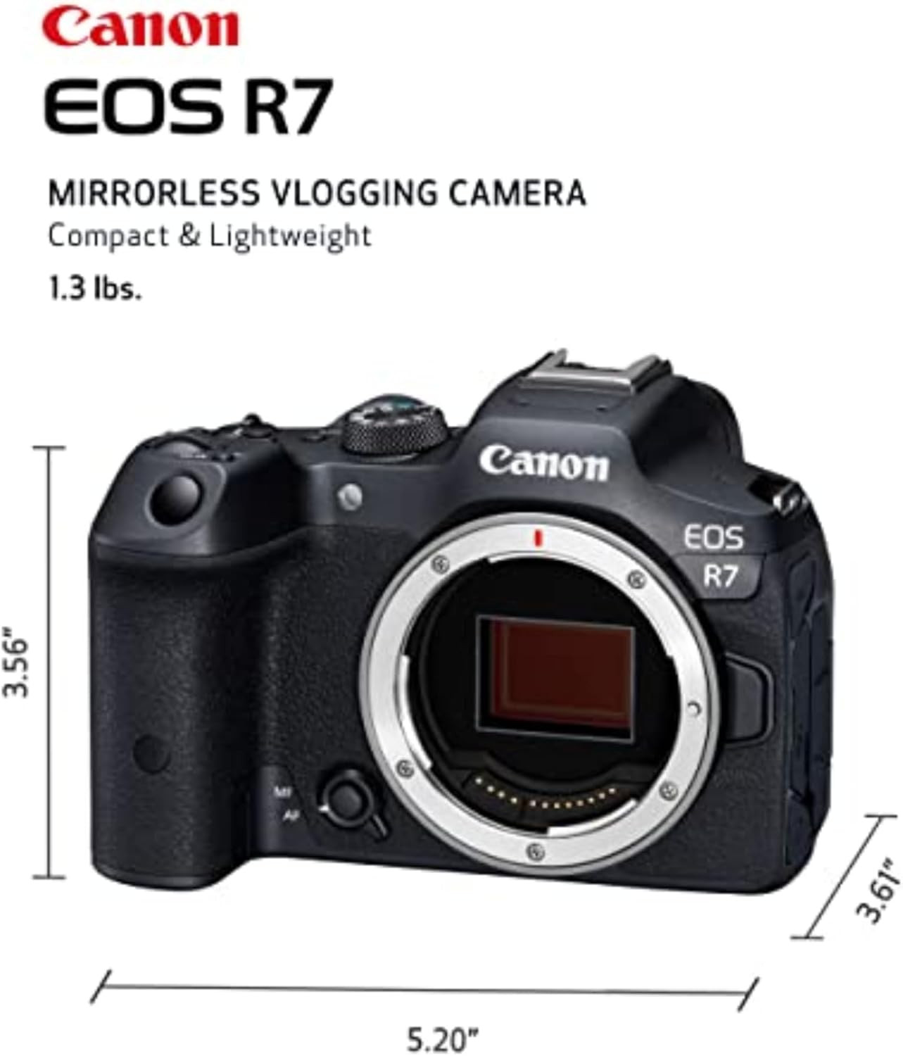 Canon EOS R7 (Body Only), Mirrorless Vlogging Camera, 32.5 MP Image Quality, 4K 60p Video, DIGIC X