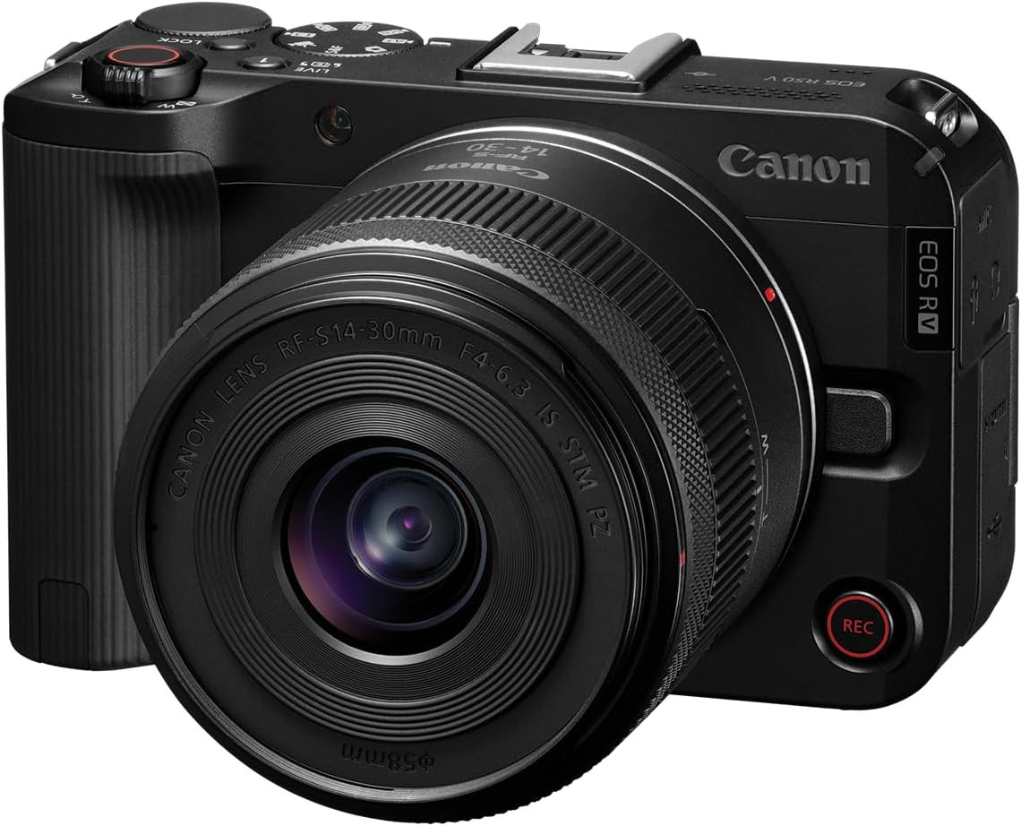 Canon EOS R50 V with RF-S14-30mm F4-6.3 is STM PTZ Lens, APS-C Mirrorless Interchangeable Lens Hybrid