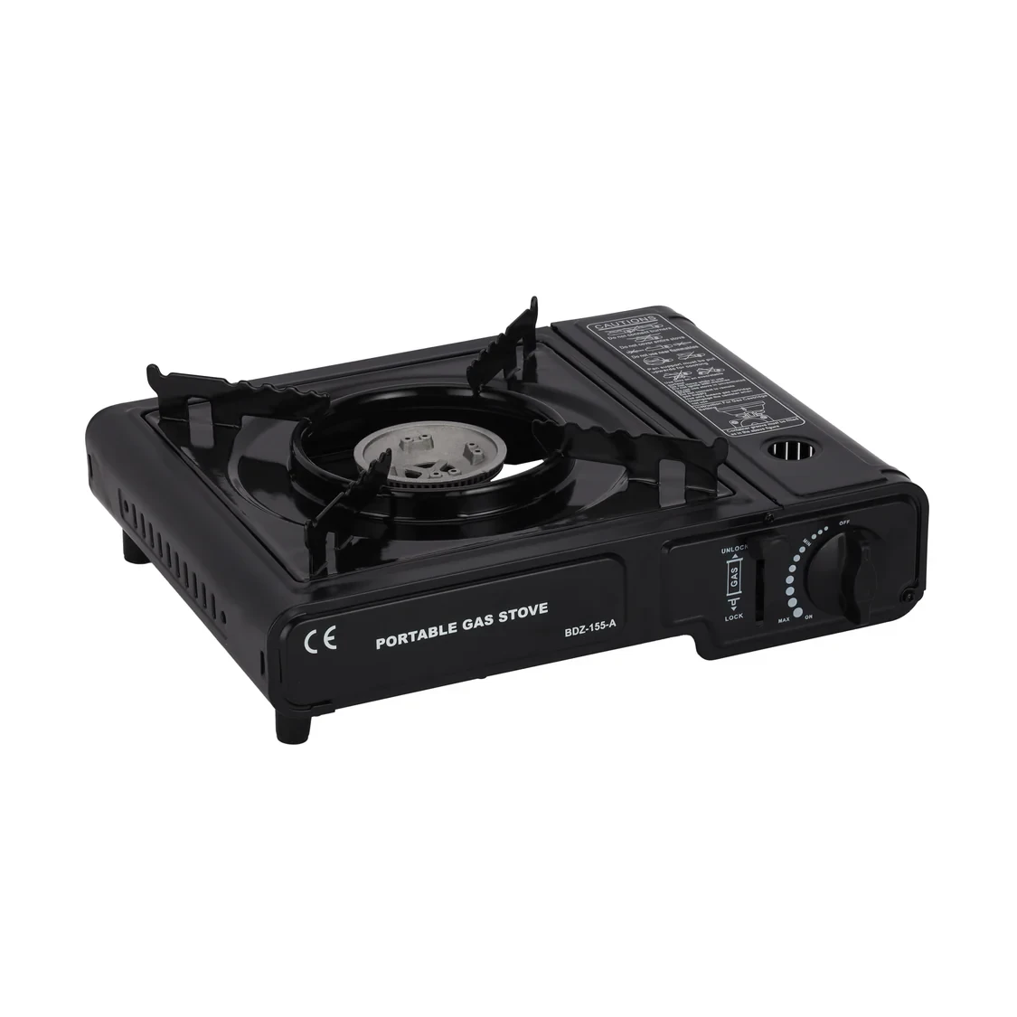 Royalford RF10359 is a portable gas stove that uses LPG fuel. It has adjustable heat settings for different cooking needs. The stove is small and easy to carry, making it perfect for outdoor use like