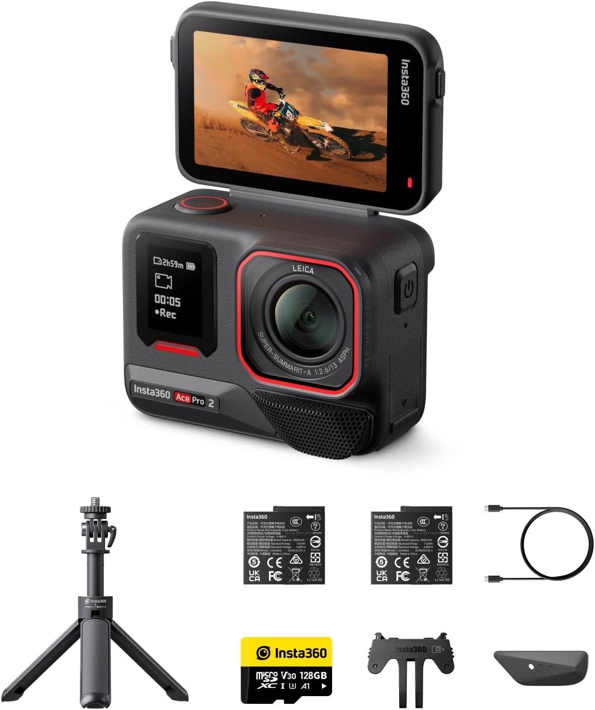 Insta360 Ace Pro 2 Get-Set Bundle - 8K Waterproof Action Camera Co-Engineered with Leica