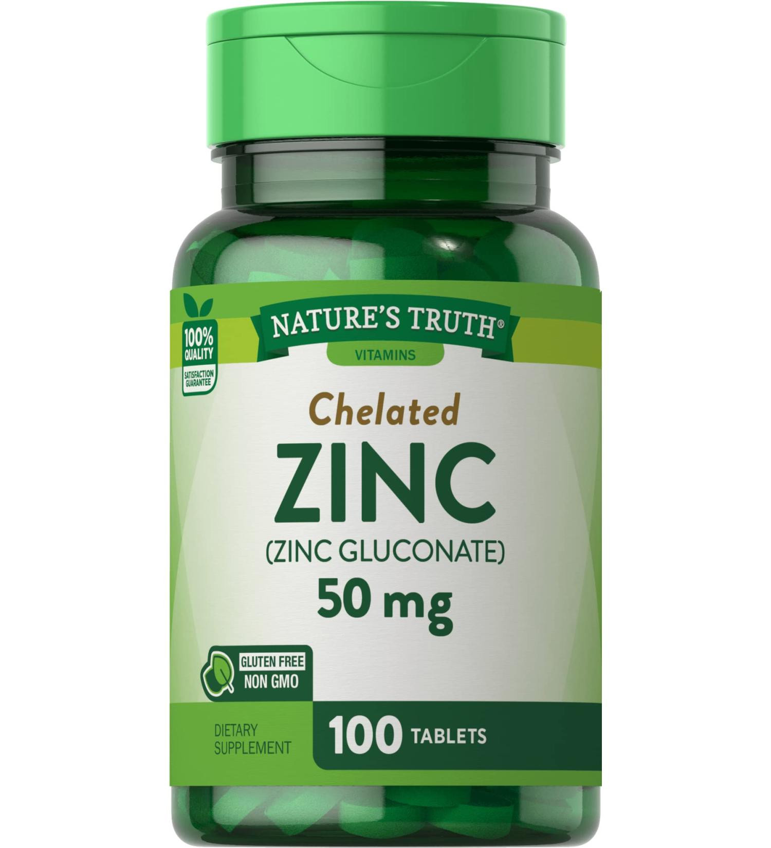 Nature's Truth, Zinc, Chelated, 50 mg, 100 Tablets