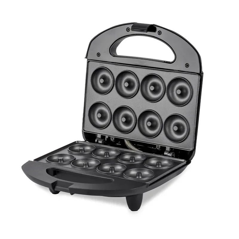 Geepas Donut Maker GDM36532  Can make 8 donuts at once  Uses 650 to 780 watts of power  Has non-stick surfaces for easy cleaning  The housing stays cool to the touch  Comes with a compact upright stor