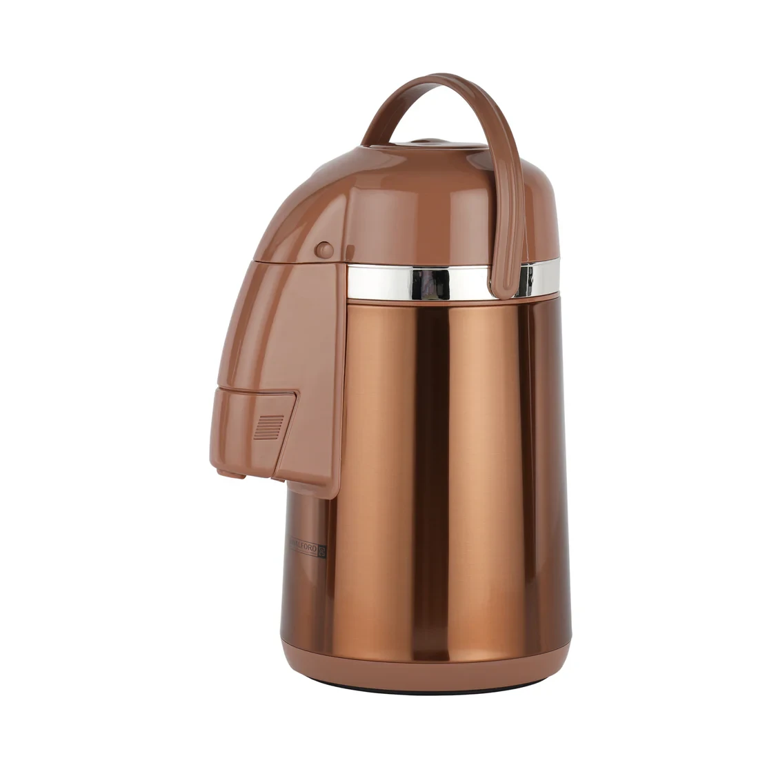 Royalford RF12132 Thermic Airpot Flask with a 2.5-liter capacity, featuring a double wall and glass inner lining that keeps drinks hot or cold for a long time, is easy to use and has a stylish design.