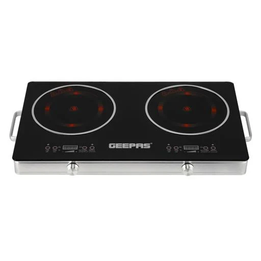 Geepas Digital Infrared Cooker GIC6131  3600 Watts Power  Double Cooking Burner  Two Ceramic Heating Plates  Control With Touch and Knob  Digital Screen Display  Timer Function  Safety Features Includ