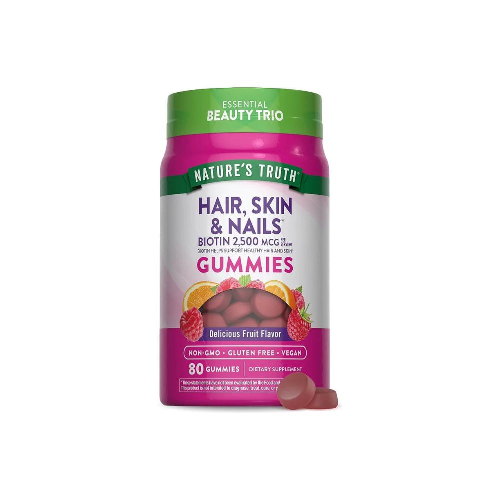 Nature’s verity Hair, Skin & Nails Gummies – Biotin, Collagen & Vitamins for Beauty Support – 80 Gummies