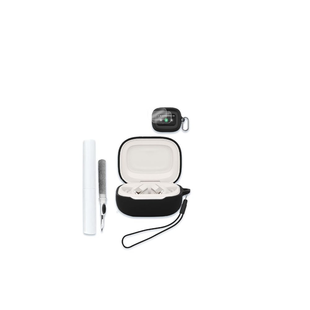 Suitable For JBL LIVE BEAM 3 Colorful Pod Earphone Protective Cover TPU Transparent Shell Explosion-proof Tempered Film-Colour:Black-Model:Beam 3 Colorful Pod