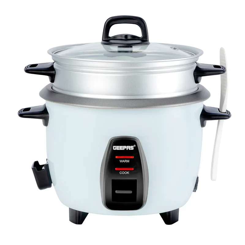 Geepas GRC4325 Multi-Function Rice Cooker with 1 Liter Capacity, Ideal for Cooking, Steaming, and Keeping Food Warm, Energy Efficient and Easy to Clean.