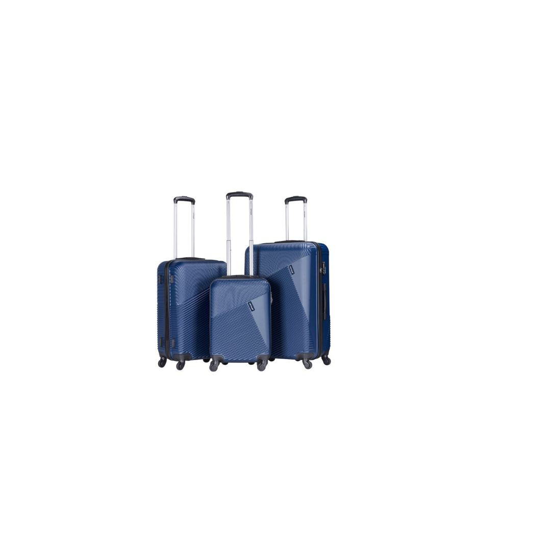 VIPTOUR Unisex Hardside Expandable 3 Piece ABS Trolley Luggage Set 20/24/28 Inch, VT-A396 Dark Blue