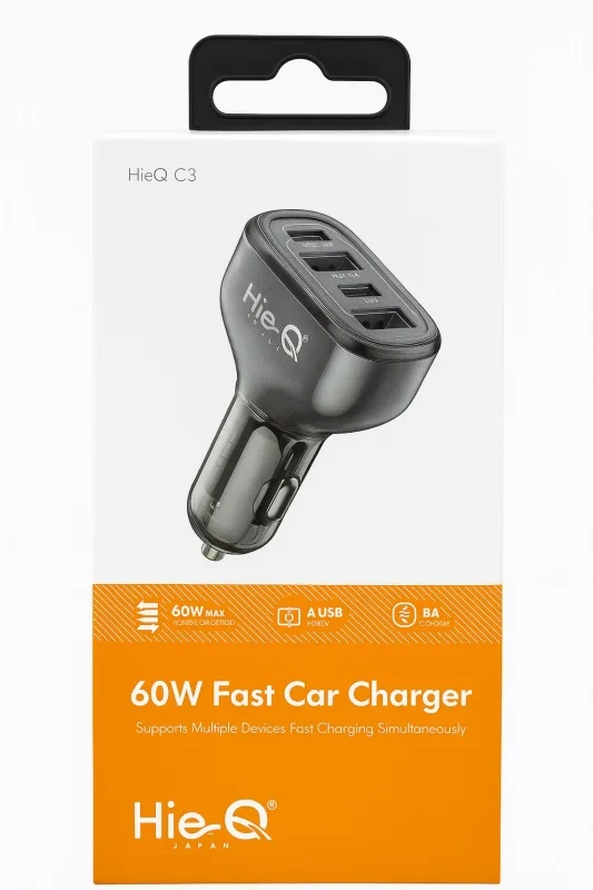HIEQ C3 60W Fast Auto Bowl – 4Multi-Port, Safe Protection High- Speed Charging for Multiple bias