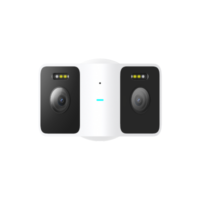 Xiaomi Outdoor Camera CW100 Dual UK with two 3MP lenses, full-color night vision, AI detection for people and vehicles, and IP66 rating for water and dust resistance.