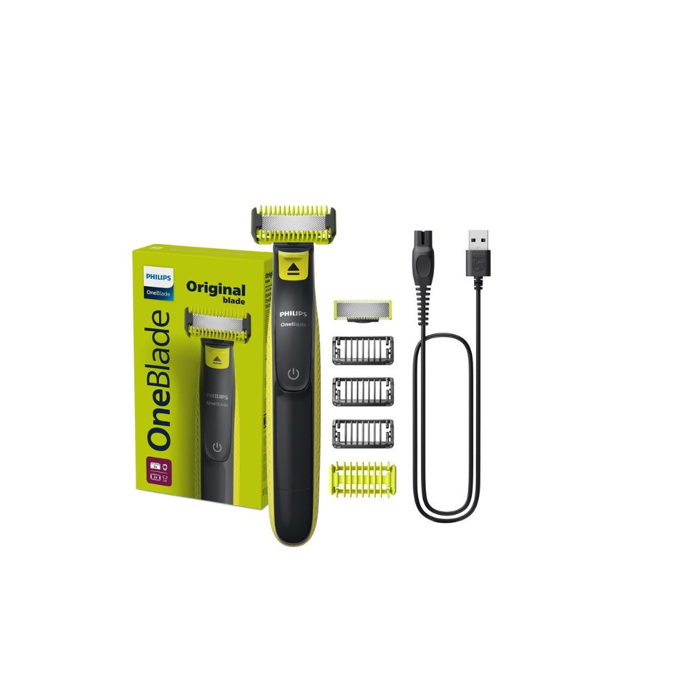 OneBlade Face & Body QP2824,Dual-Sided Blade,Unique OneBlade Technology,45min Cordless,Waterproof,Electric Beard Trimmer & Shaver Lime Green,Charcoal Grey