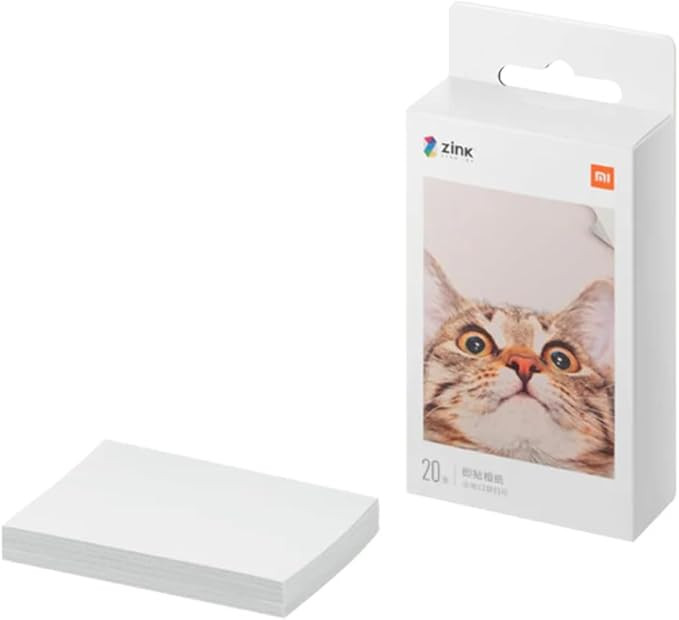 Xiaomi portable photo printer paper - 2 inches by 3 inches (50 mm x 76 mm), 20 sheet pack, ZINK inkless, peel-and-stick backing.