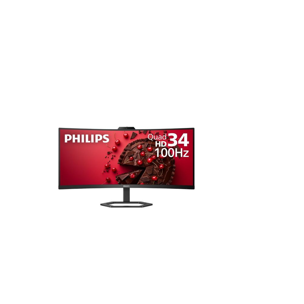 34 Inch 34E1C5600HE VA Panel UWQHD Curved Frameless Monitor With 5MP Windows Hello Webcam 5W Speakers HDMI Display Port USB C USB Hub Noise Cancellation Microphone Black