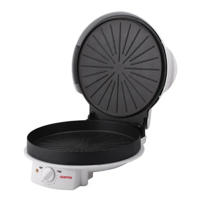 Geepas GPM2035 Pizza Maker is an electric pizza maker that uses 1800 watts of power. It comes with a 32 cm non-stick baking plate that makes cooking easy and clean