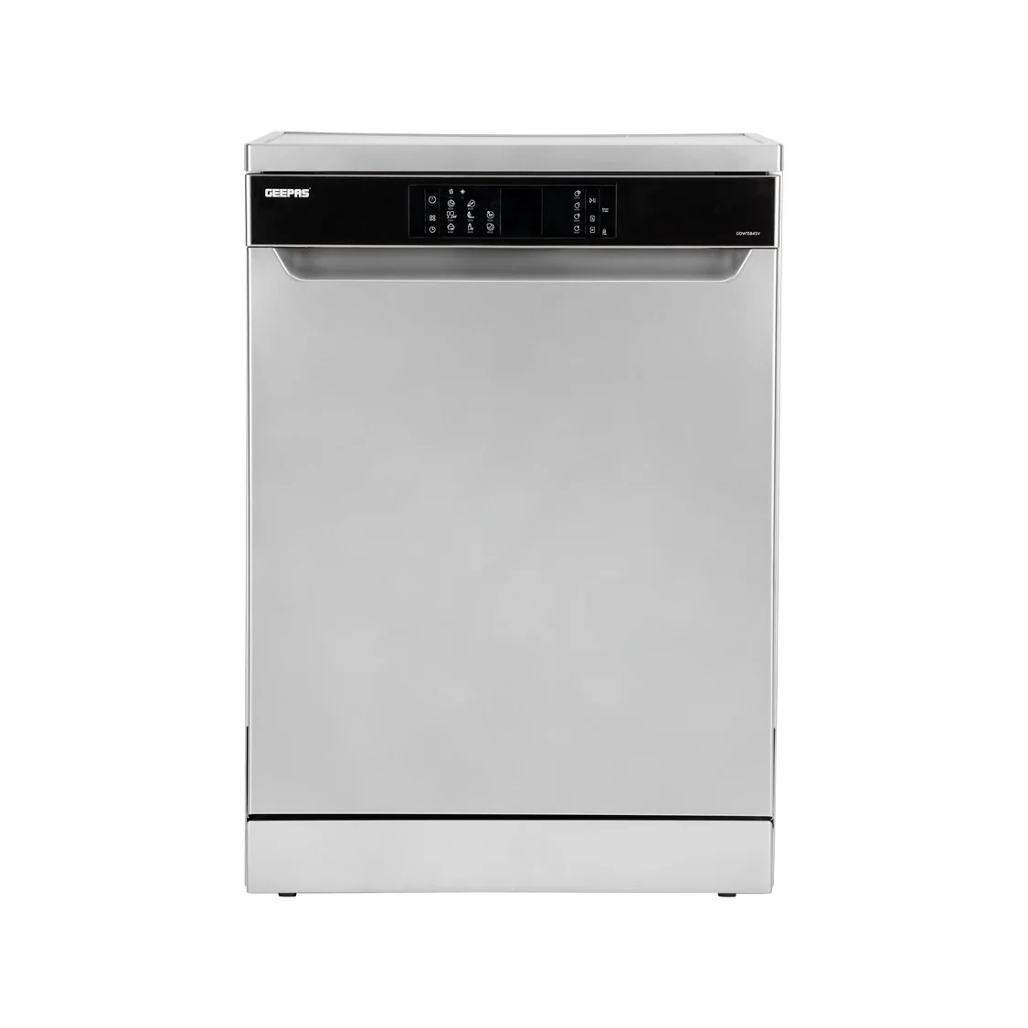 Geepas Free Standing Dishwasher GDW1584SV comes with 15 place settings and three baskets. It has a stainless steel tub and offers eight different washing programs.