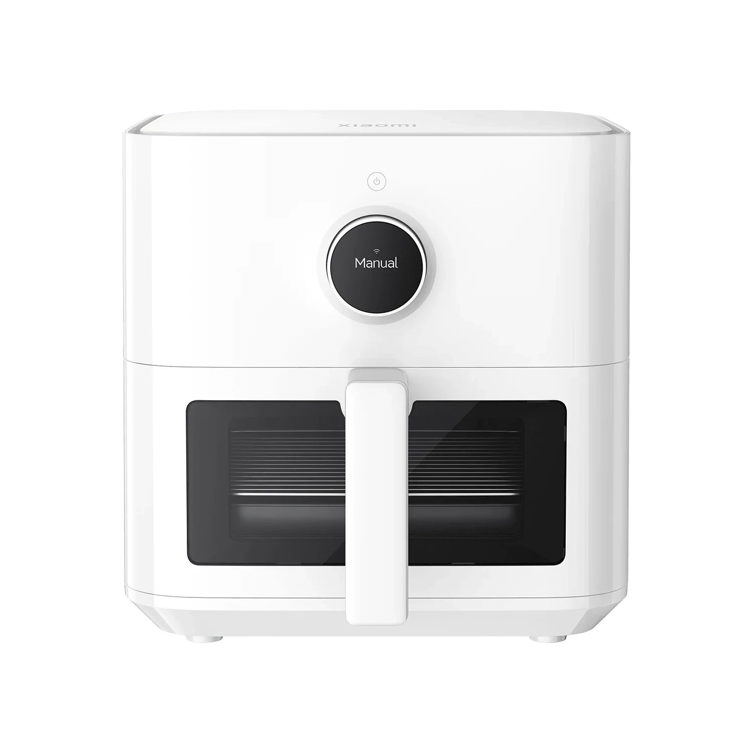 Xiaomi Smart Air Fryer with a 5.5-liter capacity, featuring a viewing window, capable of reaching up to 220°C for quick cooking, includes an oil-reduction mode, allows control via a mobile app, and of