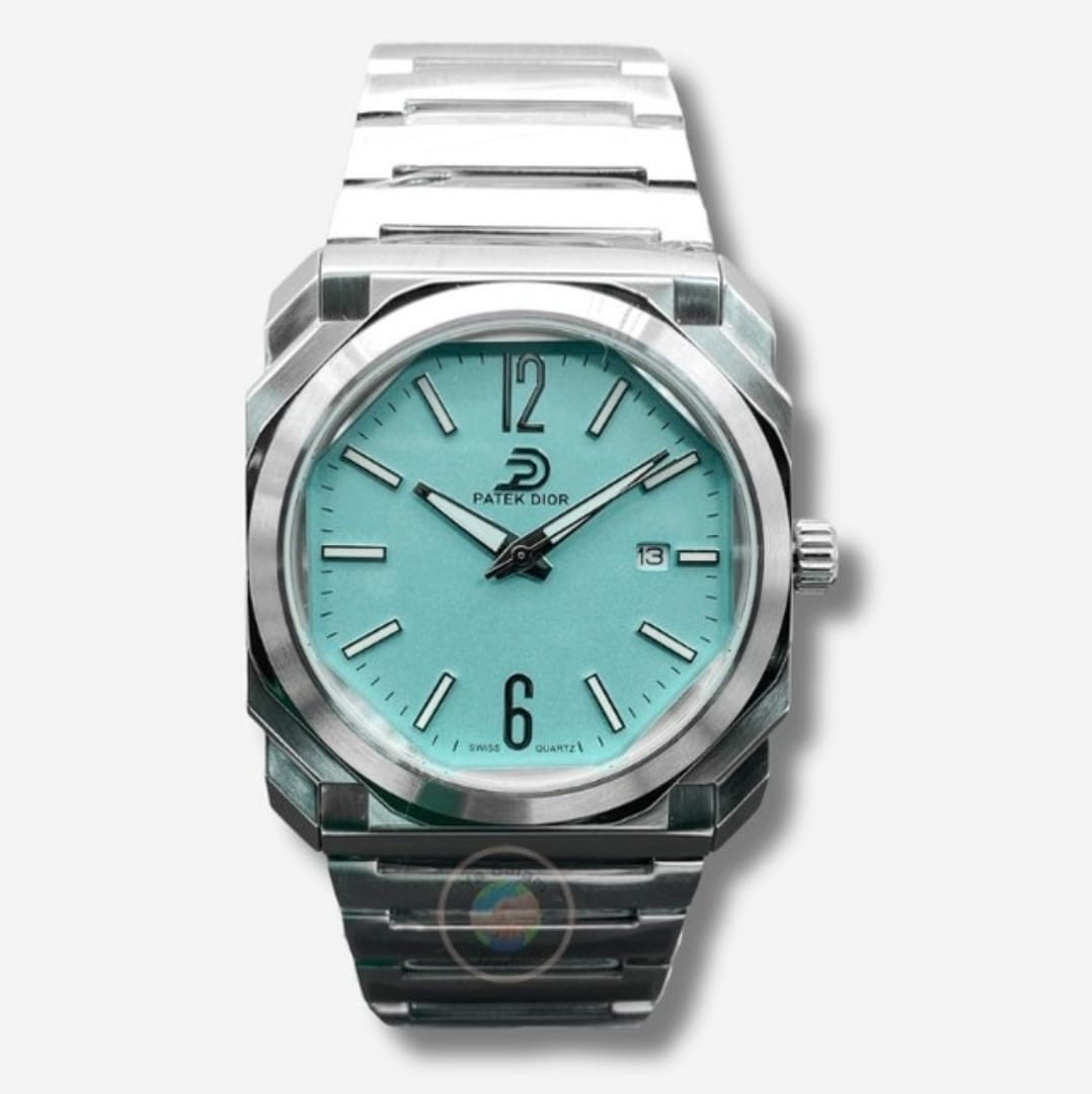 Patek Dior Watch with Turquoise Dial – Luxury Swiss Movement Stainless Steel Timepiece