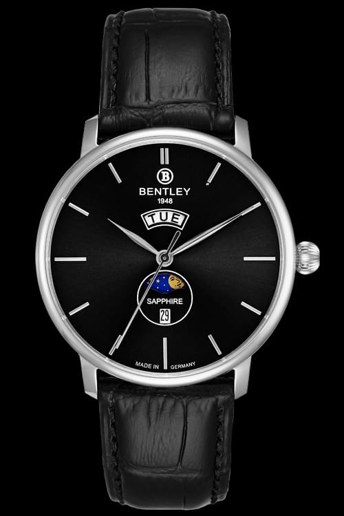 Bentley Men’s Watch with Black Dial and Leather Swatch – Elegant Quartz Luxury timer