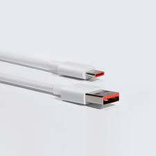 Xiaomi 6A Type-A to Type-C cable in white (BHR6032GL) – supports fast charging and data transfer, is durable, and has a 1-meter length.