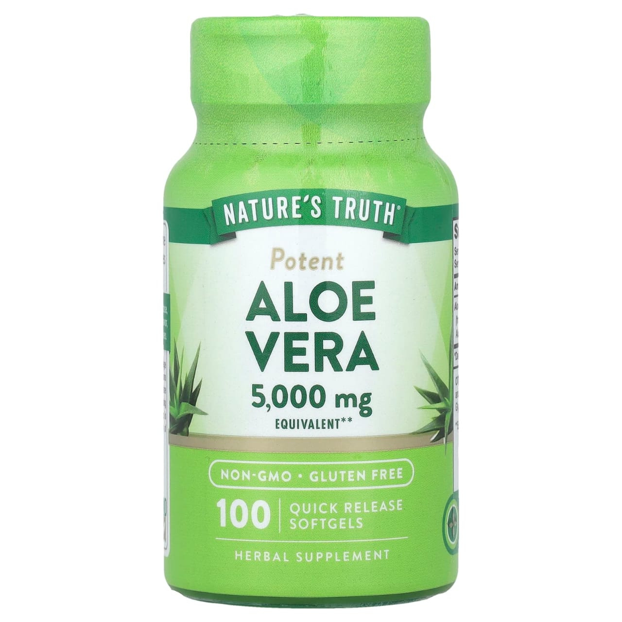 Nature’s Truth Aloe Vera  5,000 mg| Digestive & Skin Health Support| 100 Quick Release Softgels