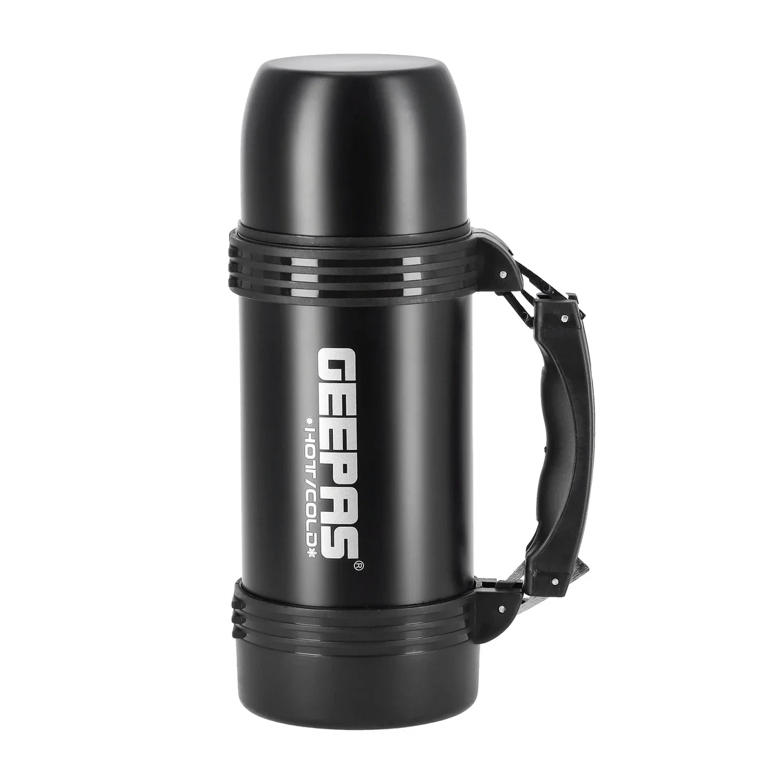 Geepas GSVF4114 Stainless Steel Vacuum Flask with a 0.5-liter capacity, made from 188 stainless steel that has a copper coating, designed to keep hot drinks warm for up to 18 hours and cold drinks coo