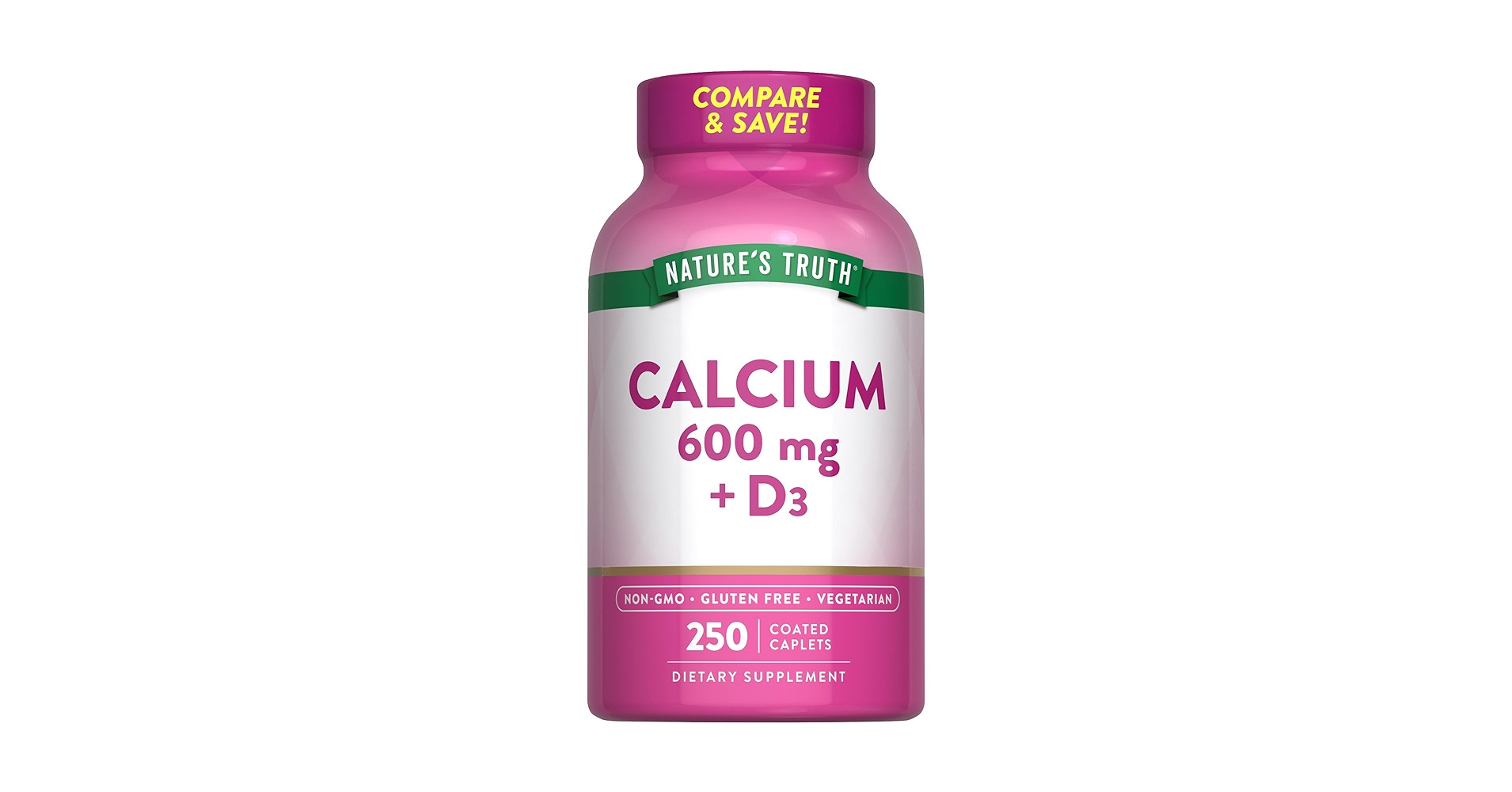 Nature’s Truth Calcium 600 mg D3| Bone & Teeth Support| 60 Caplets