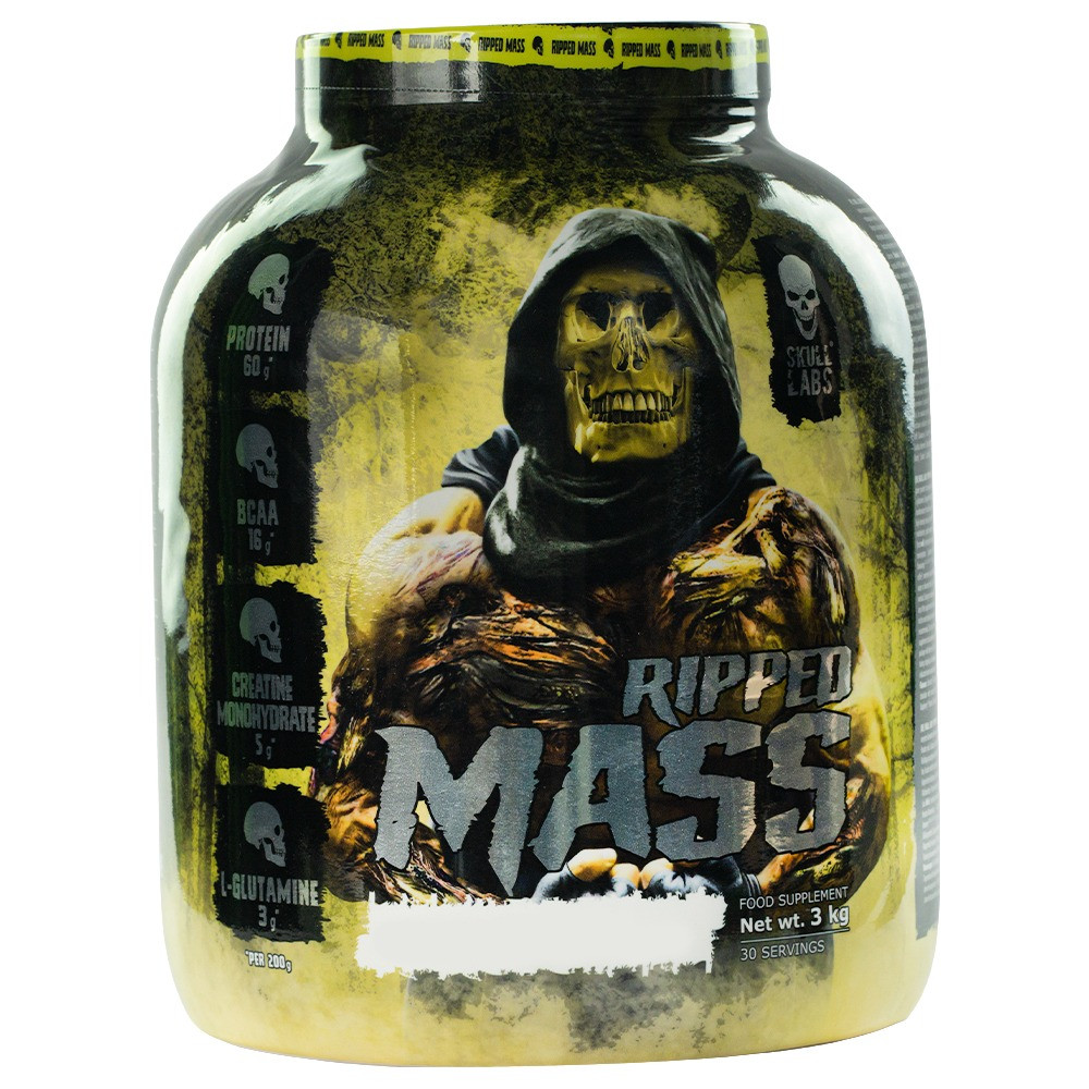 Skull Labs Ripped Mass, Chocolate, 3 Kg, Contains Fat Burning Formula, Include a Blend of High-quality Proteins