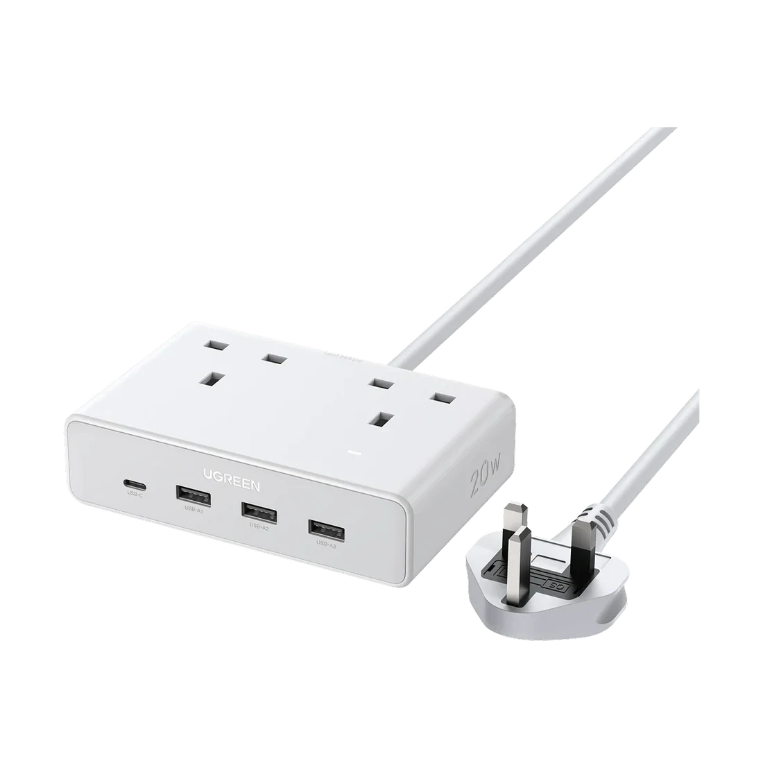 UGREEN Power Strip 6 in 1 20W White (2AC, 3A1C, 1.5M)