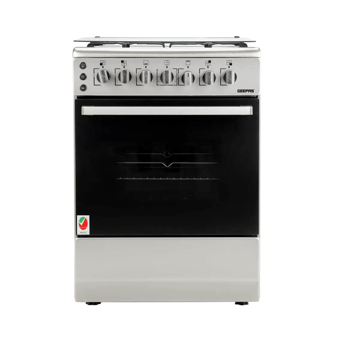 Geepas 60x60 Free Standing Cooking Range GCR6059 comes with a rotisserie function, a stainless steel housing, four gas burners, and auto ignition. It's great for cooking, baking, and grilling.