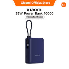 Xiaomi 33W power bank with 10000mAh capacity comes with a built-in cable, allowing for quick charging, it's easy to carry and takes up little space.