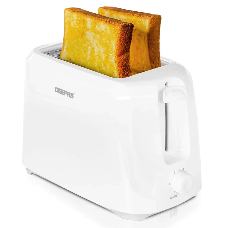 Geepas 2-Slice Bread Toaster Model GBT36515 comes with 700 watts of power. It has 6 different settings to control how brown the toast gets