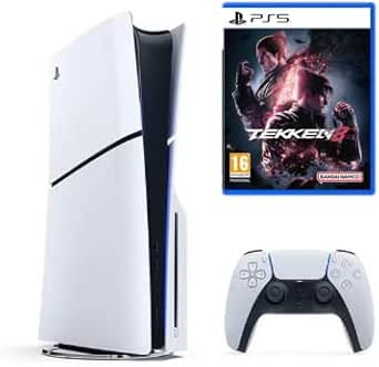 SIE Sony PlayStation 5 Slim Disc Console with Tekken 8 game - PS5 International Version, 1TB SSD, 4K gaming capabilities, and includes a DualSense Wireless Controller.