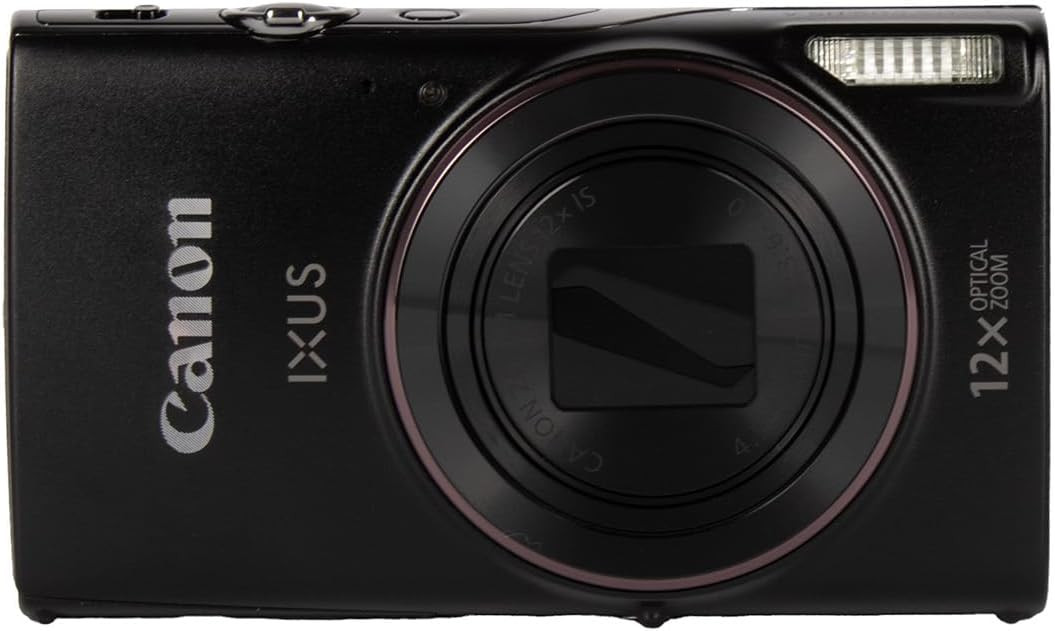 Canon IXUS 285 HS A Digital Camera, Black, 20.2MP CMOS Sensor, 12x Optical Zoom, 7.5cm LCD Display, 1080p Full HD Video, Wi-Fi Enabled