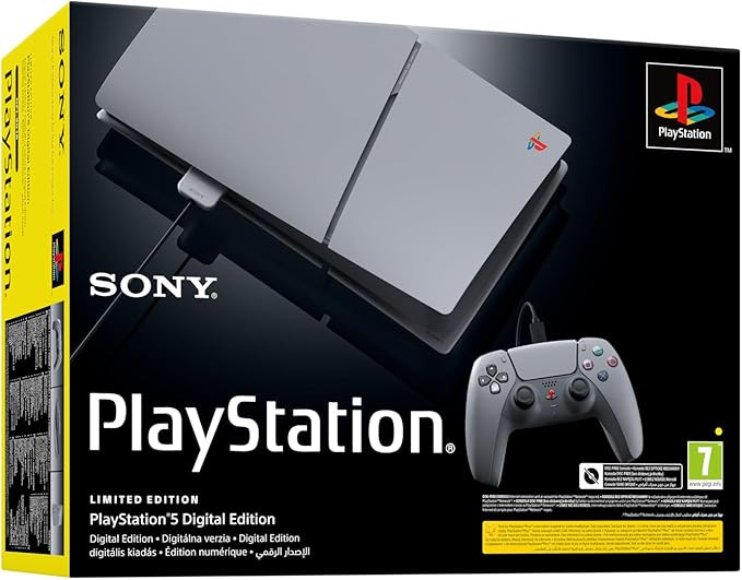 PlayStation 5 Digital with a 30th Anniversary Special Edition chassis, featuring a 1TB SSD and 4K gaming capabilities.