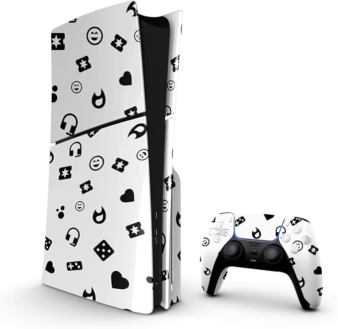 Merlin Craft Custom PS5 Slim Gaming Console - International Disc Edition with One Custom Controller, Black and White, 1TB SSD, 4K Gaming.