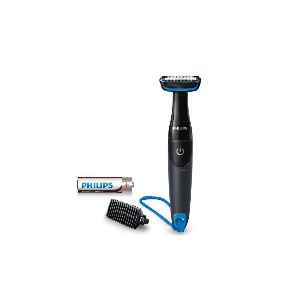 Bodygroom BG1024/16,Showerproof Groin & Body Trimmer,Bidirectional Trimmer, Skin Protection System,AA Battery Included Black/Blue