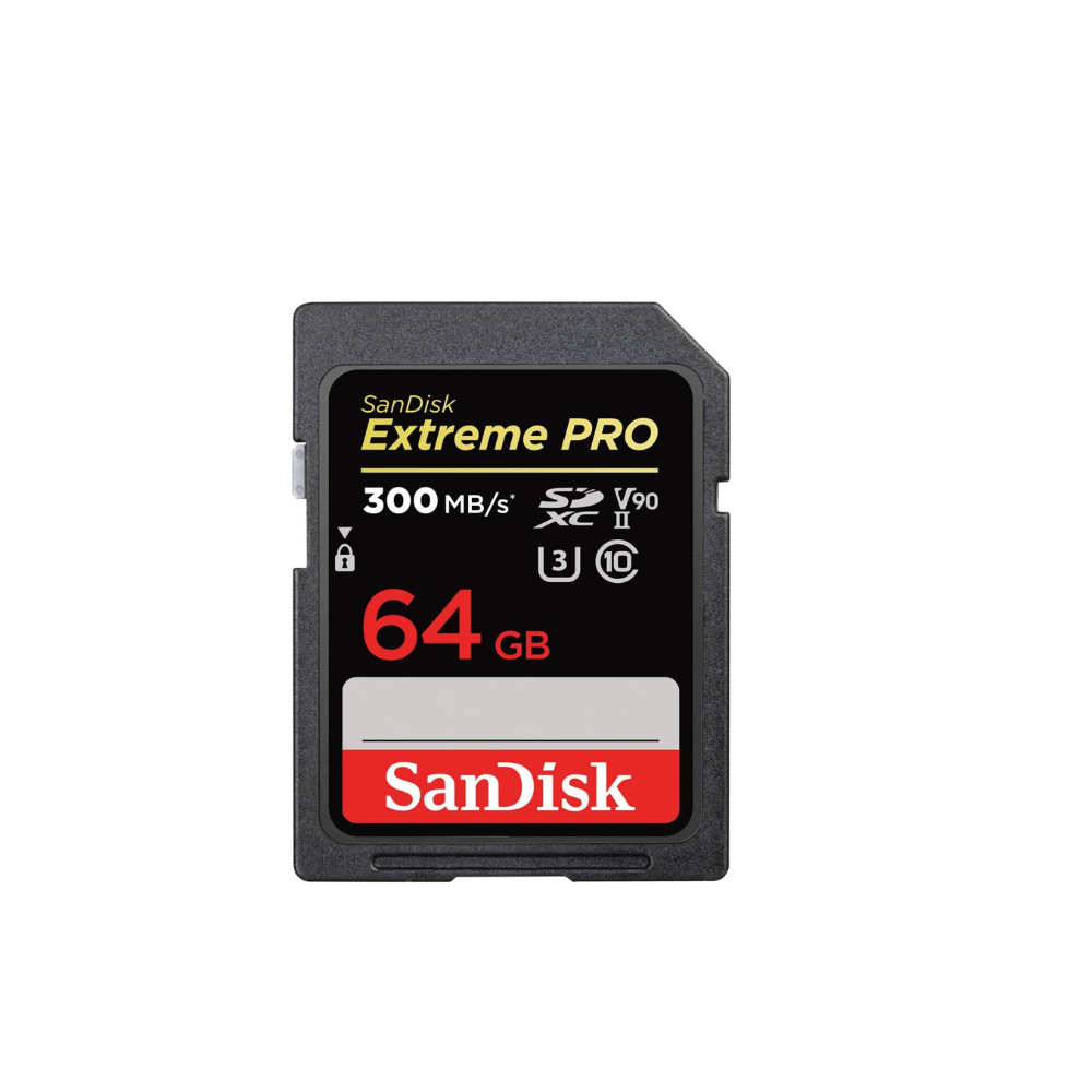 SanDisk 64GB Extreme Pro SDXC Memory Card Upto 300MB/s, UHS II, Class 10, U3, V90, Black, SDSDXDK 064G GN4IN