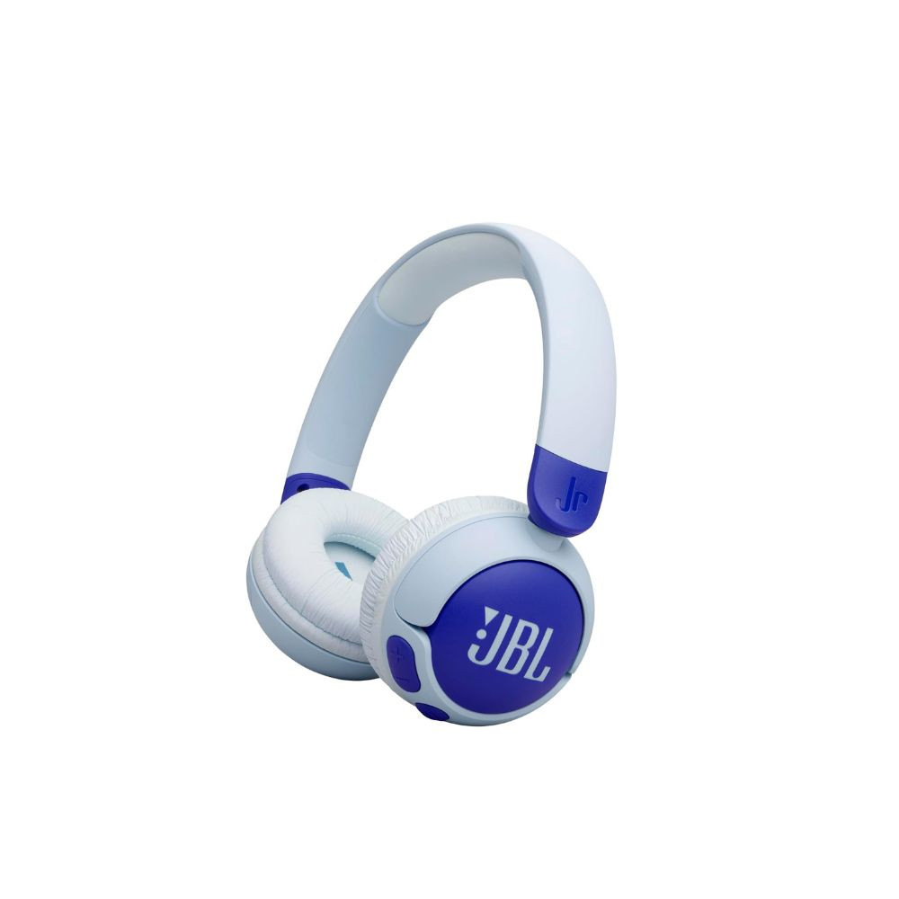 Junior 320 BT Wireless On-Ear Bluetooth Headphones with Built-in Microphone for Kids, 50 Hours Playback, Safe Sound, Low Volume, Easy Operation and Sticker Set - JBLJR320BTBLU Blue