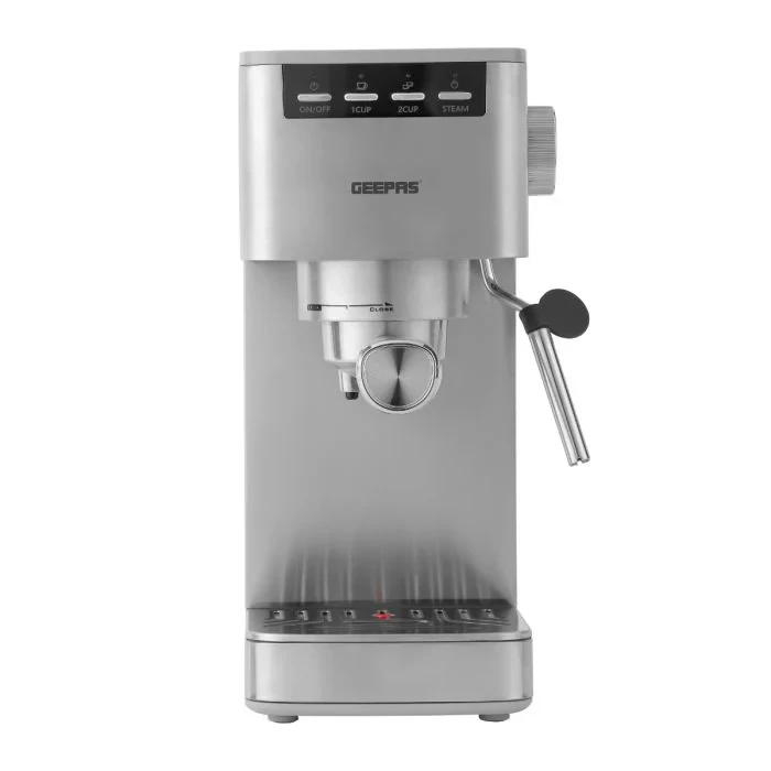 Geepas GCM1415SS Coffee Machine features a 20 bar pressure pump and a professional steam system. It comes with a 1.5-liter water tank and allows you to make espresso, cappuccino, latte, and mocha righ