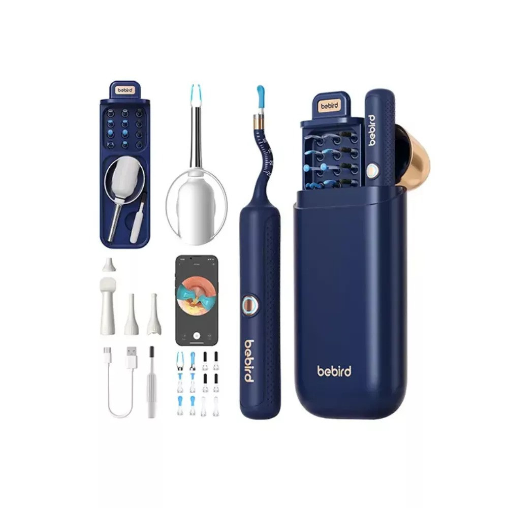 BEBIRD Earsight Plus Ear Wax Removal Tool Camera with HD Visual Otoscope, Smart WiFi Earwax Cleaner Kit, Safe Silicone Flexible Scoops & Tweezers Tools for Adults & Kids (Blue)