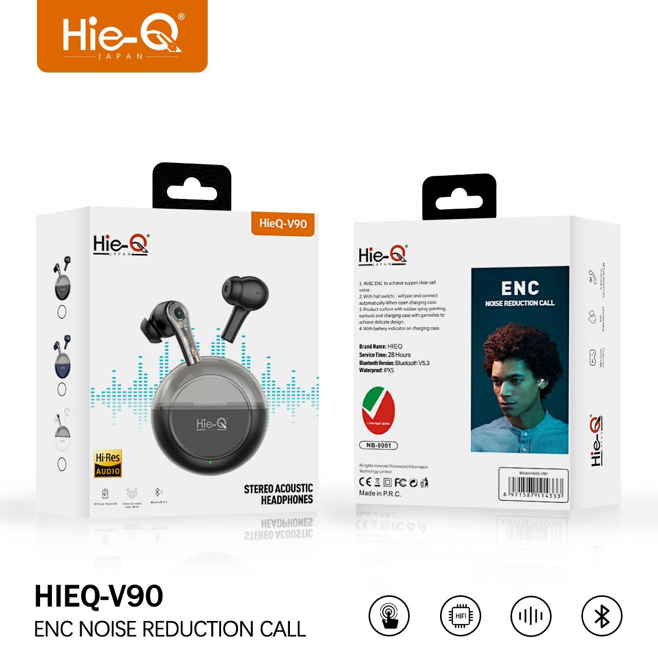 HIE- Q V90 Wireless Earbuds 40 Hours Playtime ENC Noise Reduction Bluetooth 5.3