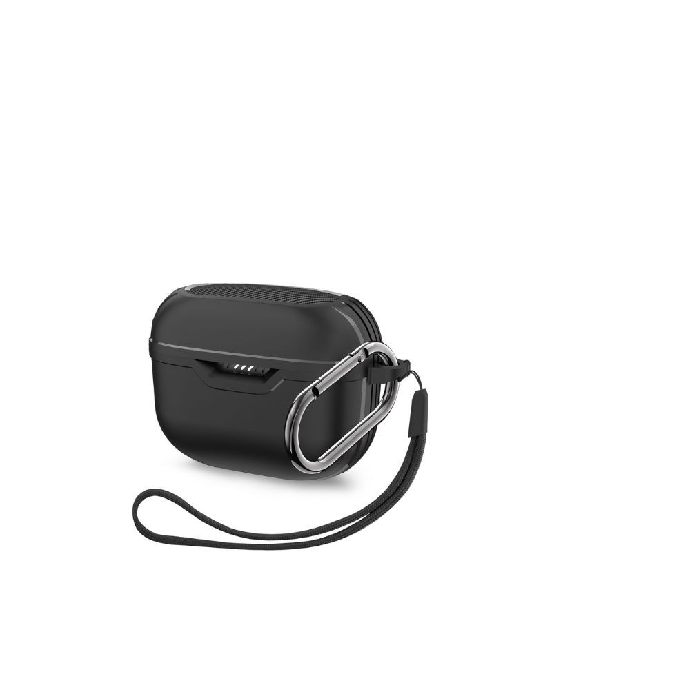 Compatible with JBL Tune 230NC TWS Case Protective Cover Front LED Visible Full-Body TPU Hard Shell Protective Cover Case Skin with Keychain and Lanyard (Black